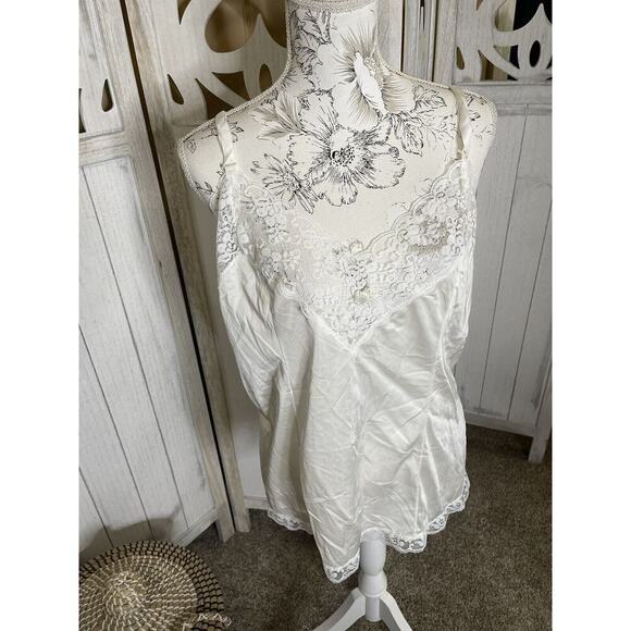 Vintage Perfectform Camisole White Lace Cami Tank Top Lingerie 44 USA Sz 18 - Picture 1 of 6